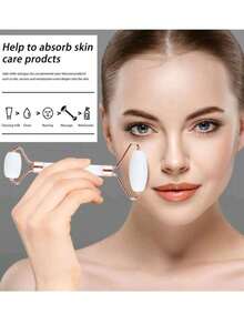 1 /2 Facial Beauty Massage Tool Set, Made Of Resin, Including Roller Massager And Scraper, Suitable For Body And Back, And Available In Pink/White.