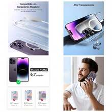 Funda Magntica para, Case Antidesgaste, Anti - Amarillo con Proteccin de la Lente y Cadas, Antigolpes Respaldo Transparente, Carcasa 6.5 Pulgadas - iPhone 14 Pro Max - Ver 1