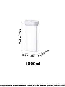 1pc/2pcs Food Storage Canister, Kitchen Grain Storage Jar, Refrigerator Fresh-Keeping Box, Kitchen Food Storage Container, Suitable For Storing Spices, Sugar, Coffee Beans, Nuts, Snacks, Pasta And Other Foods, Home Decor Storage, Suitable For Christmas, Halloween, Thanksgiving And Other Occasions. - White - View 17