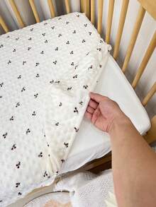 1pc Plush Dotted Baby Crib Sheet, Newborn Animal Print Fitted Crib Mattress Cover, Cute Bedding For Children Room, Machine Washable, 60x120cm - Multicolor - View 10
