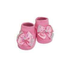 4 Piece Set Long Sleeve Bodysuit With Booties, Hairband And Ribbed Knit Pants / Baby Girl Set With Booties And Hair Bow In Bubblegum Pink - Pink - View 5