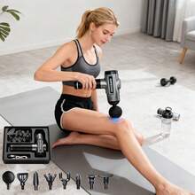 BENBO Massage Gun, Relieves Muscle Pain, Features LCD Display, Comes With 8 Massage Heads, Available In Gray And Green. Ideal For Office, Gym, Home, Travel, Christmas, New Year, Thanksgiving, And A Great Gift For Friends And Family. - Solid Color - View 3