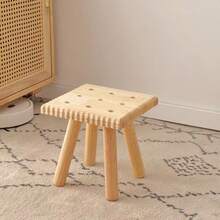 1pc Wooden Round/Square Cookie-Shaped Stool, Suitable For Entryway Shoe Bench, Living Room Decor Shelf, Plant Stand, Multi-Purpose Decoration