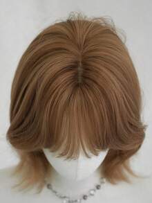 NAMM 12 Inch Short Curly Wigs For Women - Modest Fashion Wave Wig Curtain With Bangs, Brown Soft Silky Heat-Resistant Synthetic Fiber Wigs For Daily Use, Perfect For Holidays Music Festivals Celebrations-Sakura Celebrations Glam & Party Street Wear Photography Use - 棕色 - 查看 6