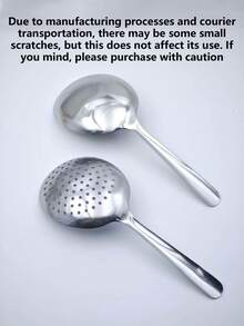 1 pieza Cuchara de servir grande de acero inoxidable, cucharón de sopa grande para el hogar, cuchara perforada redonda, adecuada para fiestas/bufés, apta para lavavajillas, accesorio de cocina, suministros para el hogar, vuelta al colegio - Multicolor - Ver 10