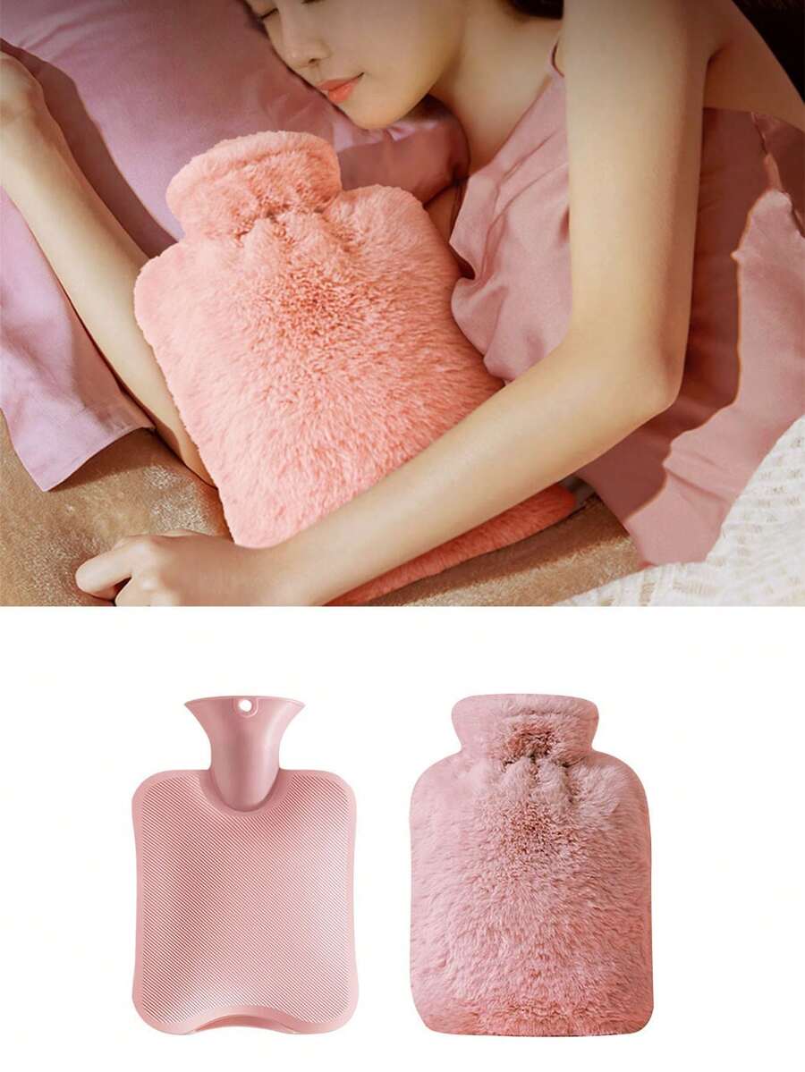 [Double-Sided, Long-Lasting Insulation] 1-Piece INS-Style Plush Hot Water Bottle, Instantly Warms! Scandinavian Minimalist Design, Detachable Belly, Hand, And Foot Warmers, Snuggle Into It And Fall Asleep In Seconds! Double-Sided Design (Glossy/Suede) Soars Your Sense Of Well-Being, And This Winter's Must-Have! (Watch The Video For Instructions)