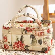 سلة تخزين عملية ذات نمط زهري، سلة تخزين متنوعة، سلة تخزين للألعاب، سلة غسيل، سلة لتخزين أحمر الشفاه وفرش المكياج ومنتجات العناية بالبشرة، ديكور منزلي، سلة نزهة محمولة - متعدد الألوان - مشاهدة 6