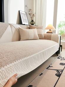 1pc European Style Fresh Floral Lace Sofa Cushion Cover, Luxury Minimalist Sofa Slipcover, Decorative Sofa Protector, Anti-Slip Anti-Dust Anti-Scratch, Suitable For Bedroom, Living Room, Office, Study, Party Venue, 1-4 Seater Sofa, L-Shaped Sofa