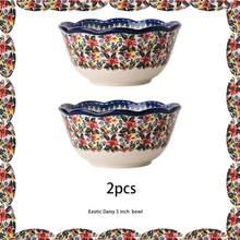 1/2/4/8 حبة أطباق سيراميك دائرية عالية الجودة، سعة 13.4 أونصة، بلون أزرق كلاسيكي، بنقشة زهور استوائية، آمنة للميكروويف والغسالة الآلية، مقاومة للصدأ - متعدد الألوان - مشاهدة 14