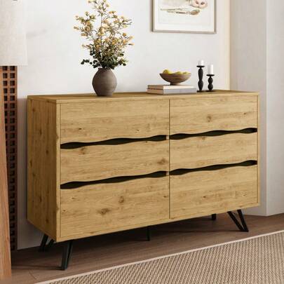 3-Door Designer Wooden Sideboard With Metal Legs, Large, Modern And Stable Storage, Easy To Maintain, Ideal For Living Room, Dining Room Or Entrance Hall