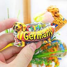 1/2pcs Resin Fridge Magnet Travel Souvenirs, Germany Berlin, Denmark Copenhagen, Belgium Cologne Cathedral, Neuschwanstein Castle Munich, Rothenburg, Danish Fairytale, Belgian Waffle, Brussels, Magnetic Wall Decor, Creative Gift For Bedroom, Kitchen, Home Decor, Germany Tour - Multicolor - View 24