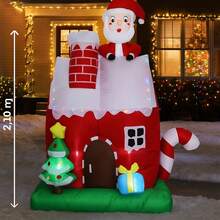 Casa Papai Noel Inflavel 2,10 Metros Decoração Natal Gigante - Vermelho - Visão 6
