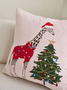 1 Stück Weihnachts-Hirsch bestickter Plüsch Kissenbezug, geeignet für Wohnzimmer, Sofa, Schlafzimmer, Partys und verschiedene Umgebungen, ganzjährig verwendbar