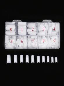 500PCS Half Cover False Nails Tips Acrylic Nail Tips 10 Sizes Lady French Style Acrylic Artificial Tip Manicure With Box For Nail Tips Art Salons And Home DIY