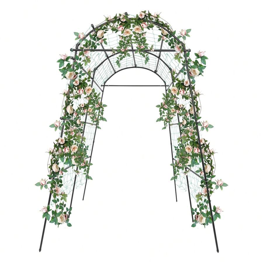 YUNRUX Large Garden Arch, Garden Trellis For Climbing Plants, Climbing Frame With Net