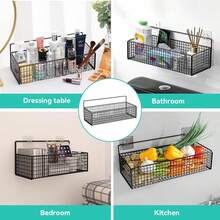 2pcs Kitchen Storage Basket - Drill-Free Wall-Mounted Storage Rack, Metal Storage Rack For Seasoning Bottles/Miscellaneous Jars, Bathroom Storage Basket, Multi-Functional Kitchen/Bathroom Storage Rack, 2/1pc - Multicolor - View 8