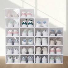 Set de 12/15 piezas de cajas de almacenamiento de zapatos transparentes y gruesas de alta calidad, organizadores de zapatos plegables y ahorradores de espacio de plástico de gran capacidad para el hogar y dormitorio