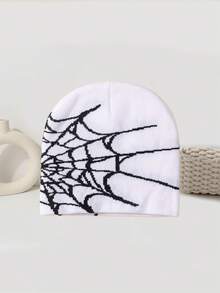 1 件时尚提花针织帽，时尚街头冷帽，骷髅帽，男女通用，提升造型品味，理想礼物 - 蜘蛛網 - 查看 22