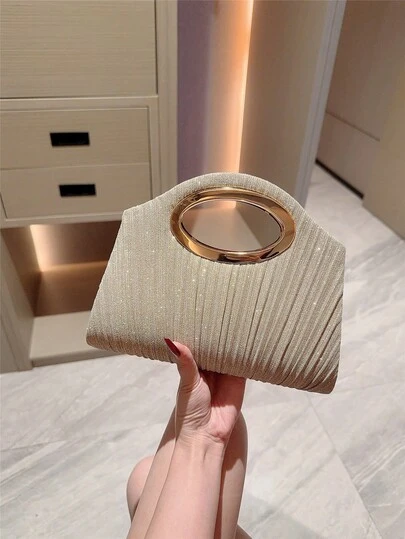 1 件 Moonlit Eve 包，女士亮片褶皱斜挎包，可转换链条肩带手提包，时尚多功能钱包，简约链条五金设计，适合派对、婚礼、舞会、宴会场合，是送给女性的完美礼物