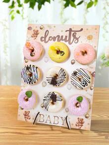 1 set Soporte de exhibición de donas de madera con 9 agujeros, estante de postre de madera con tema de oso marrón, estante de exhibición de donas para el hogar, estante para colocar alimentos para fiestas, estante para alimentos para fiestas de cumpleaños, bodas, eventos familiares, Soporte de exhibición de donas de madera para fiestas de Acción de Gracias, Navidad, Halloween, decoración para baby shower, bodas, despedidas de soltera, regalos para fiestas