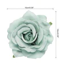 QY- 30 Pcs Rose Flower Hair Clips 4 Inch Flower Hair Pins Flower Brooch For Women Hair Accessories Mint Green -6459 - 薄荷綠 - 查看 2