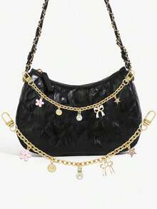 Women's Imitation Bag Chain Replacement Shoulder Bag With Handbag, Women's Handle With Bag Accessories, Flower Chain, Bow And Pearl Chain Elegant Bag Charm Chain, Women's Designer Shoulder Bag Decoration Chain - Gold - View 3