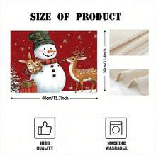 1 pieza/4 piezas/6 piezas/100 piezas Vajilla con patrón de muñeco de nieve y alce, aislante térmico, de poliéster lavable a máquina, vajilla protectora, decoración central, decoración diaria para la sala de estar familiar, adecuada para decoración de reuniones grupales