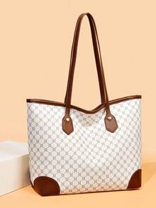 Women's Fashion Casual Versatile Popular Commute Handbag, Large Capacity Shoulder Bag With Card Holder & Wallet Set - Grey - View 16