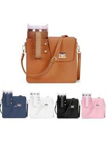 Depósito de agua portátil, adecuado para actividades al aire libre, con depósito de agua y bolsa para botellas tipo cruz. - Marrón - Ver 1