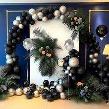 41pcs/21pcs Set Of 10-Inch Black And Silver Latex Balloons, Suitable For Birthday Party, New Year Decoration, Baby Shower, Wedding And Engagement Party Decoration