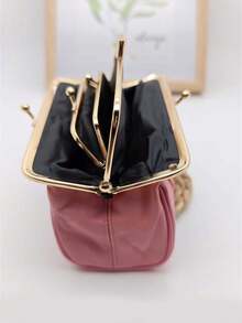 Fashionable & Elegant Pink Leather Bifold Wallet For Women Wallet Mini Wallet Purse Wallet Coin Wallet Small Wallet - Pink - View 6