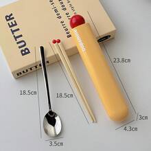 学生サラリーマン携帯一人用収納ケース食器箸ケース個人専用ケース箸スプーンセット - ドーパミン携帯用食器(箸とスプーン) - マンゴーイエロー - チェックする 14