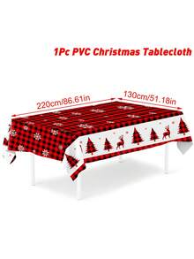 1 Stück Weihnachtstischdecke, rot-schwarzes kariertes Schneeflocken-Weihnachtsbaum-Tischdecke, Weihnachtsparty dekorative Tischdecke, fröhliche Weihnachten dekorativer Tischläufer, 2026 Neujahrs-Dekoration, Winterdekoration, Weihnachtsküchendekoration, Tischset Raumdekoration, Weihnachts-Tischrock für Zuhause, Weihnachts-Outdoor-Dekoration Einwegtischdecke, Dekoration, Weihnachtsparty-Geschenke