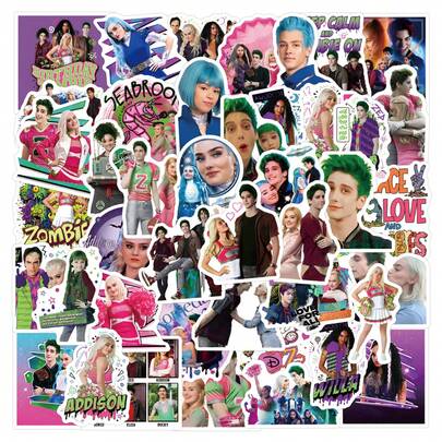 55pcs Zombie High School Graffiti Stickers Decor For Luggage, Skateboard