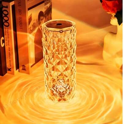 1pc Rose Crystal Lamp With Touch & Remote Control, 16 Color Options, Dimmable, USB Powered, Suitable For Room, Study, Party, Wedding, Creating Romantic Atmosphere, Gift, USB Powered Projector