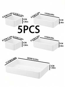 1pc/5pcs/10pcs Exquisite Transparent Desktop Cosmetic Storage Box For Girls, Makeup Organizer For Eye Shadows, Brushes, Lipsticks, Dressing Table Drawer Dividers, Free Combination Storage Box - White - View 9