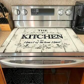 1pc Faux Wood Grain Design Stove Top Cover Mat, KITCHEN Wood Grain Countertop Mat, Elegant Wood Grain Patchwork Feel, Heat Resistant Non-Slip Scratch-Resistant Easy To Clean, Stove Replacement Part, Suitable For Stove, Dishwasher, Washing Machine, Dryer, Induction Cooktop And Ironing Mat, Glass Ceramic Stove Top Protector, Heat Resistant Scratch-Resistant Non-Slip Stovetop Cover, Tabletop Decor, Coaster, Coffee Machine Mat, Doormat, Bathroom Non-Slip Mat, Dish Drying Mat, Kitchen Decor, Room Decor, Versatile Perfect Gift