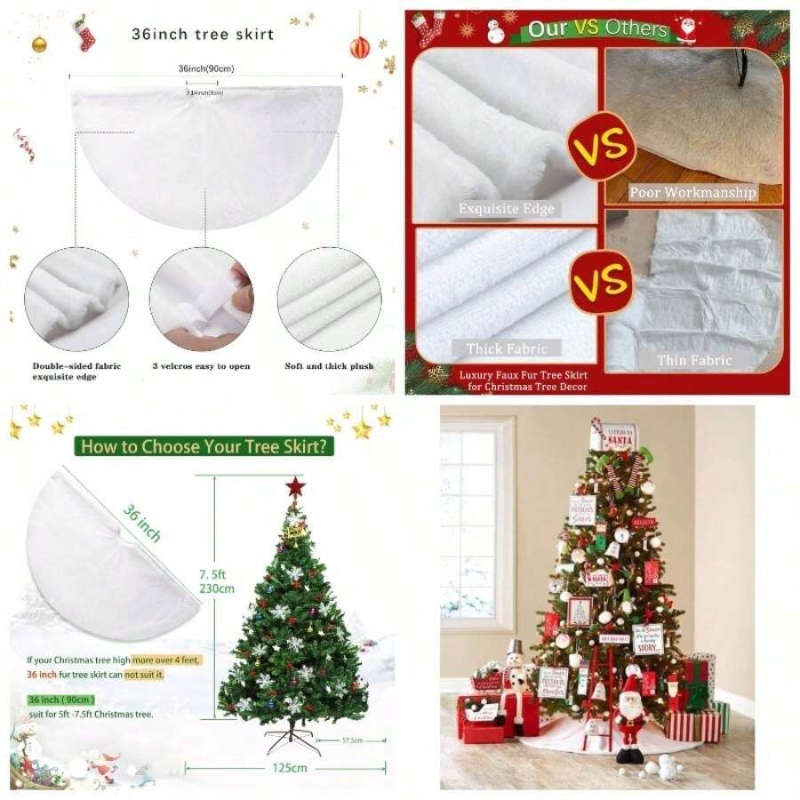 Large Tree Skirt 48 Inch White Tree Skirts Faux Fur Skirt Tree