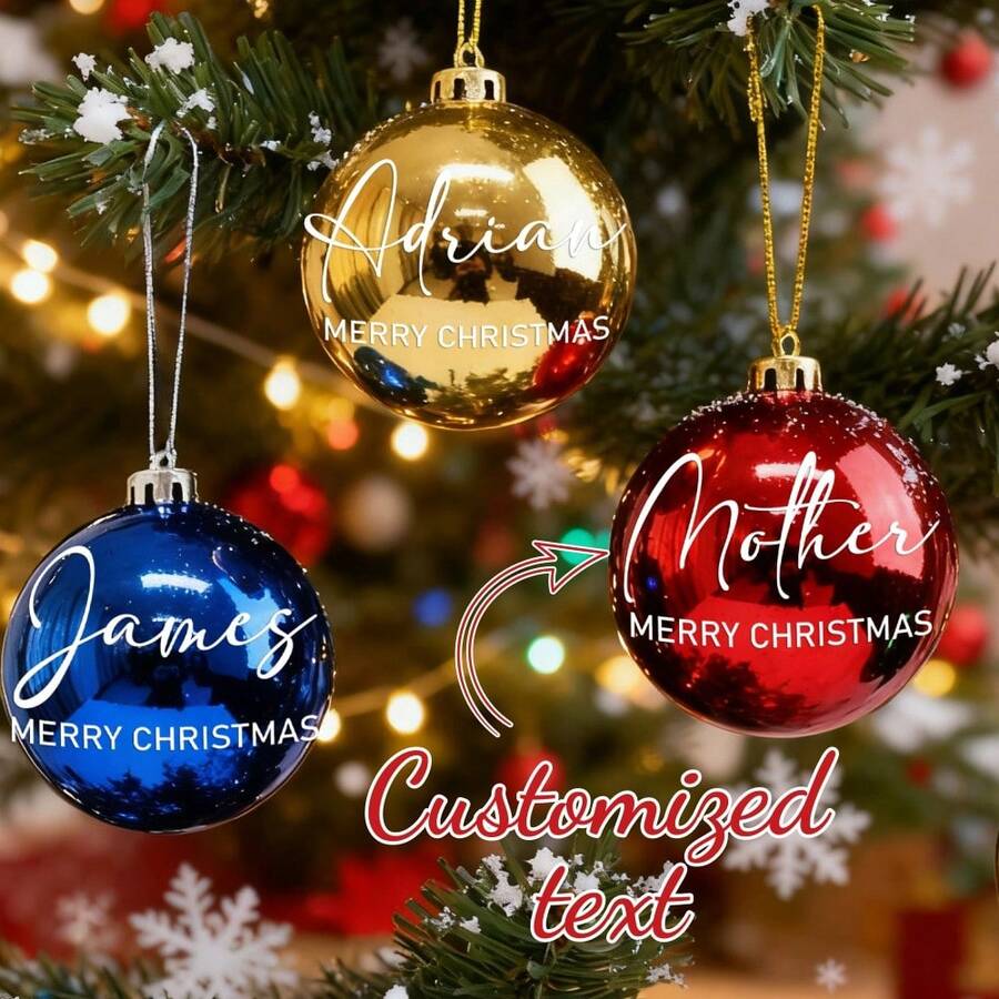 1pc Personalized Christmas Ball Ornament, Christmas Tree Decoration, Christmas Gift, New Year Gift, Customized Christmas Ornament