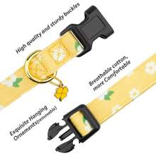 Cotton Hanade Dog Collar Cute And Distinctive Patterns Yellow Flower With Pendant For Girl Boy Dogs Collars S,23864856 - Yellow - View 2