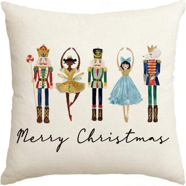 Artoid Mode Aquarell Nussknacker Merry Weihnachten Kissenbezug, 30x50cm Winter Zierkissenbezug Couch Wohnzimmer