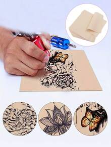 1 pezzo/5 pezzi di pelle di silicone per pratica di tatuaggi - spessore 1mm, pelle di pratica realistica a doppia faccia per tatuaggi, microtatuaggi, sopracciglia e labbra - strumenti e accessori morbidi, pelle di silicone bianca per pratica di tatuaggi, dimensioni ridotte, ideale per principianti