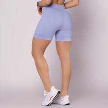 SELENE Bermuda Shorts Seamless Selene Ribbed Sport Women's Gym Fitness Basic Original - 淡薰衣草色 - 查看 2