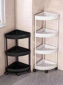 1pc Multi-Functional Plastic Storage Rack, Triangular Corner Shelf, Multi-Tier Floor-Standing Rack For Kitchen, Bathroom, Shower, Living Room, Bedroom Cosmetic Storage, Portable Wall-Mounted Corner Shelf Bathroom - Multicolor - View 3