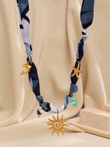 1 件优雅个性化多巴胺彩色围巾，螺旋太阳海豚海星 18k 不锈钢吊坠项链，女士项链，适合秋冬季日常、节日、派对穿着，送给朋友和家人的礼物，女士珠宝