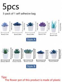 5 件逼真的人造白色塑料盆栽迷你多肉植物装饰 - 低维护美观，适用于家庭书桌、窗台和书架、婚礼求婚和派对用品小饰品、情人节、礼物