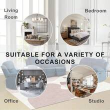 Reclining Living Room Furniture Set, Linen Fabric Recliner Couch Set, Manual Reclining Sofa And Loveseat With Recliner Chair Blue, Sofa+Loveseat+Chair