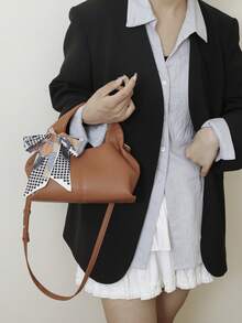 Women's Fashion Handbag, Elegant Brown Dumpling/Cloud-Shaped Tote Bag - Brown - View 5