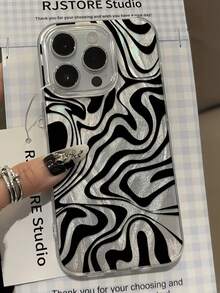 Zebramönster 1 st. Glamoröst akrylfjädernätsfodral med zebrarand och svart linjemönster, hårt skyddande akrylfodral som motstår fall, kompatibelt med 17 Pro Max/15/15 Pro/15 Pro Max/14 Pro Max/13 Pro Max/12/12 Pro Max/11/11 Pro/Pro Max - Multifärgad - Visa 1