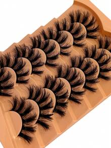 7 Pairs 3D Cartoon Eyelashes, Natural Looking Fluffy & Thick Eyelashes, D Curl Russian Volume Reusable Dramatic False Eyelashes, Suitable For Beginners